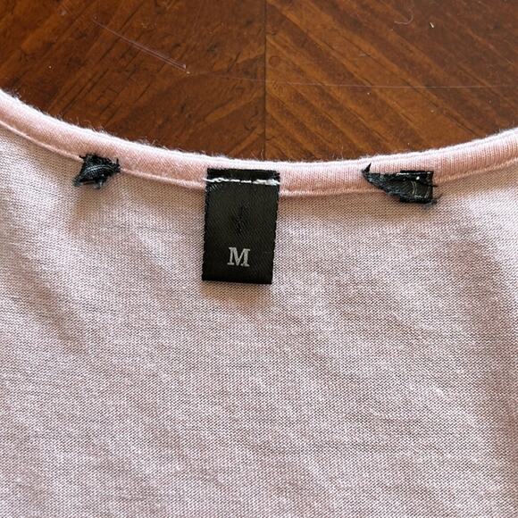 Pink Mixed Media Sleeveless Knit Top with Crinkle Chiffon and Beading Size M - Picture 7 of 10